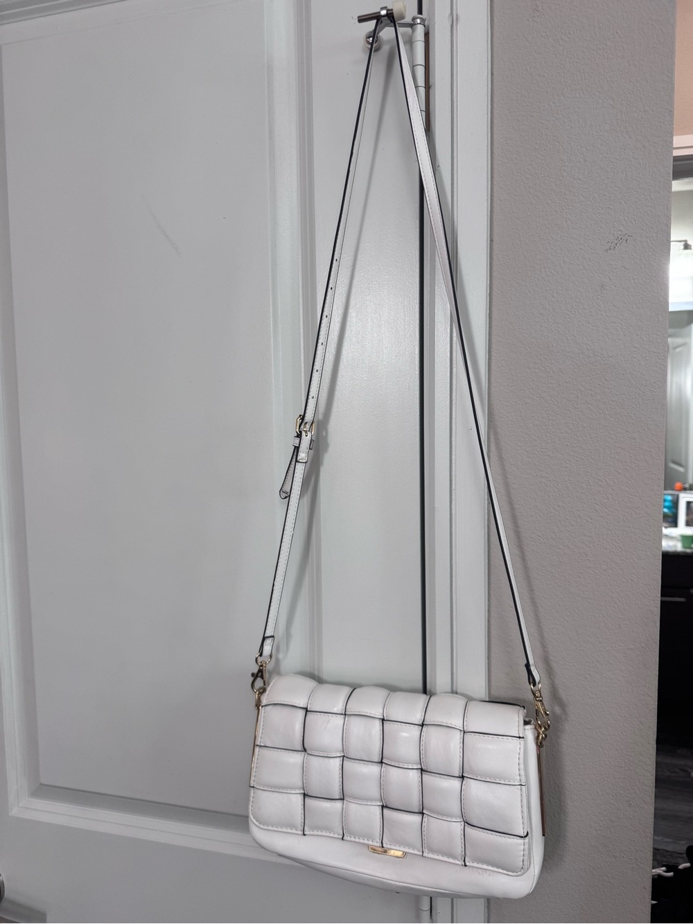White Quilted Crossbody Shoulder Bag